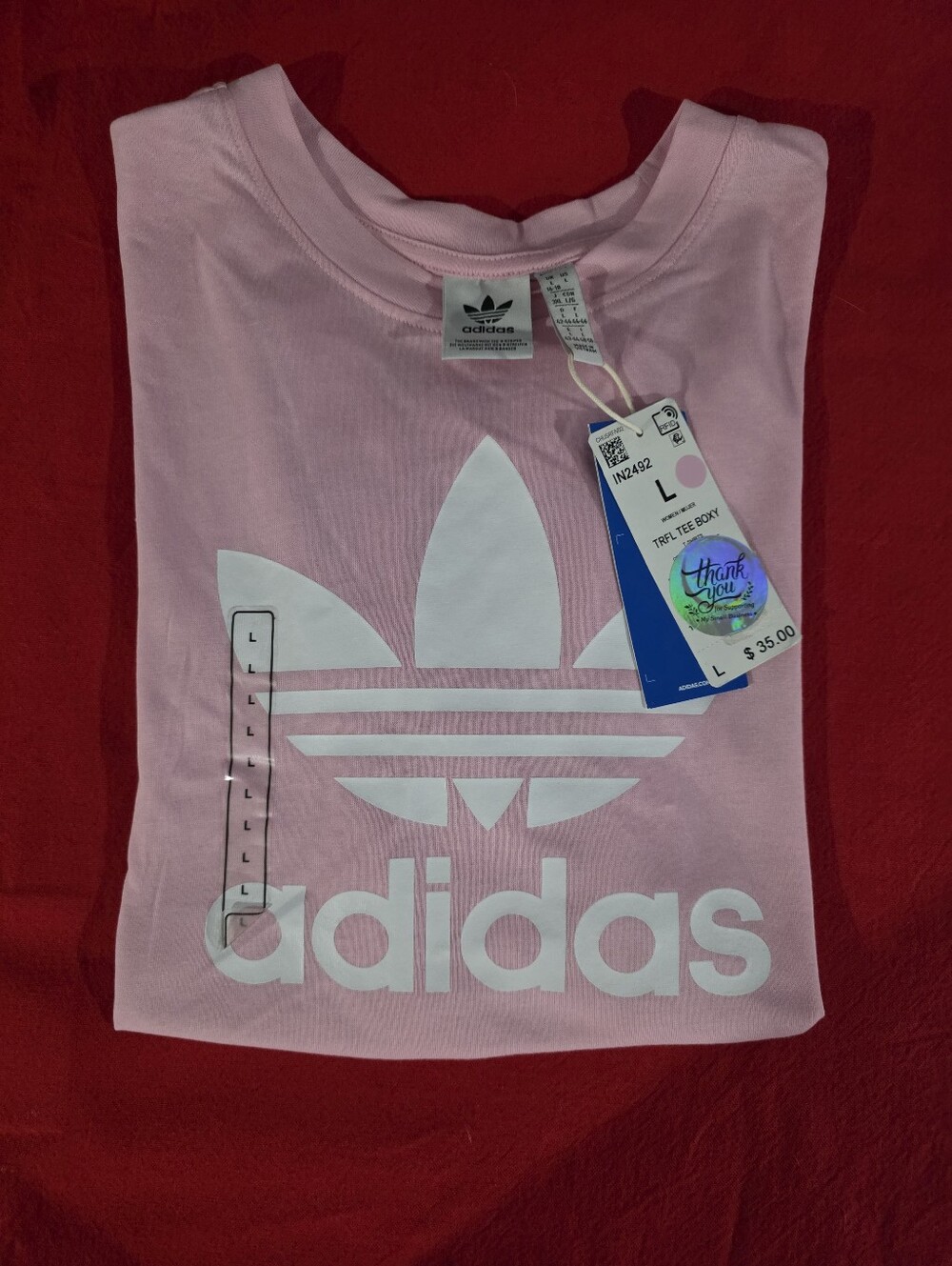 adidas Pink Tee with White Trefoil Logo